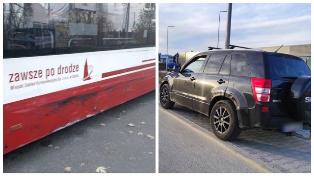 Kierowca terenówki uderzył w w autobus miejski, po czym próbował uciec.