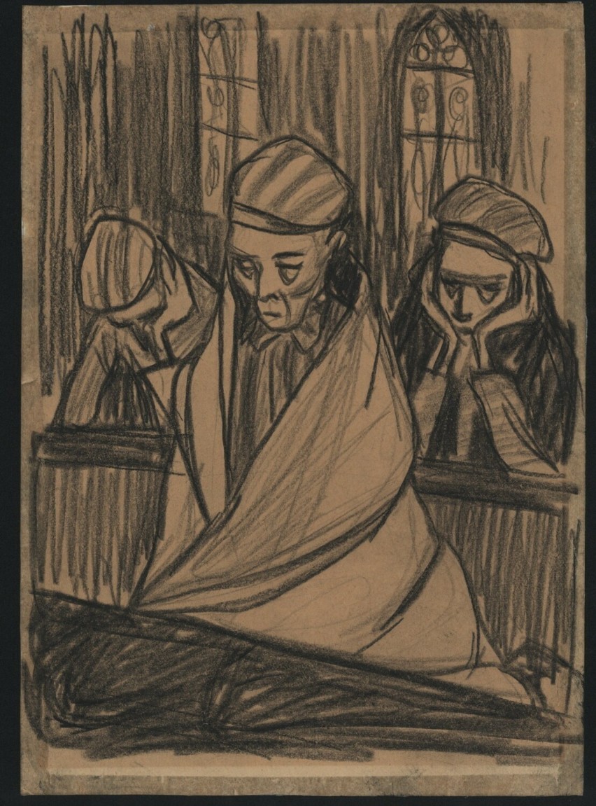 Rysunek J. Łapińskiego "Nocleg w kościele"