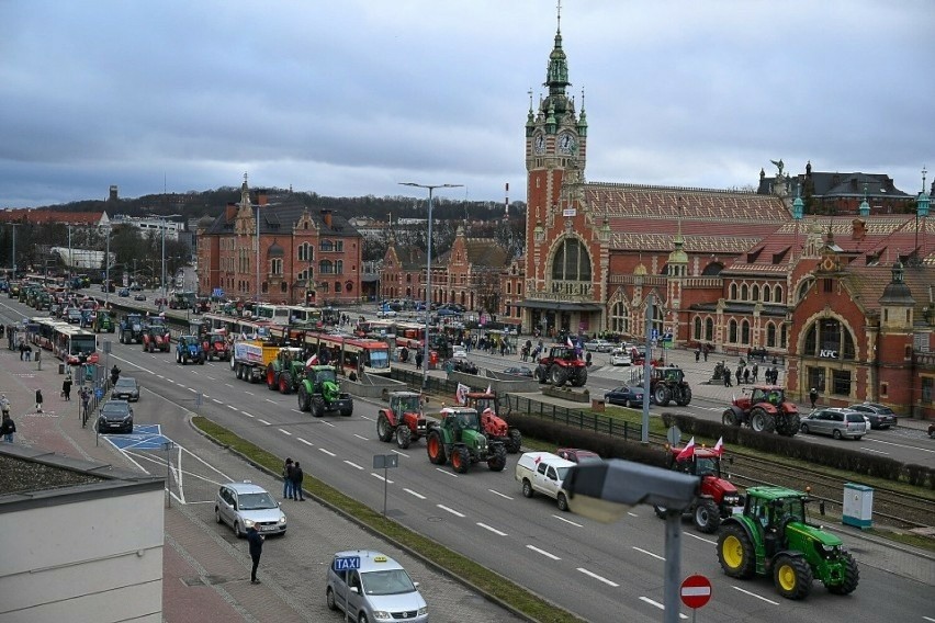 Protest rolników w Gdańsku we wtorek 20 lutego 2024 r.