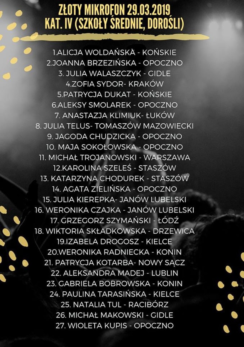 Konkurs "Złoty Mikrofon" w Miejskim Domu Kultury w Opocznie - oto listy zakwalifikowanych wokalistów