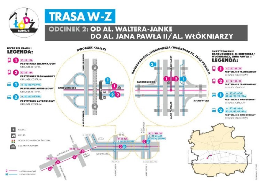 Oddanie do ruchu Trasy W-Z. Zmiany w organizacji MPK Łódź [MAPA]