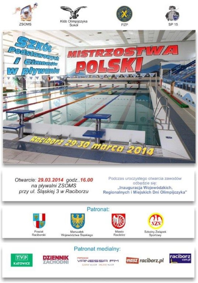 Mistrzostwa Polski Szkół Sportowych w Pływaniu. Racibórz 2014