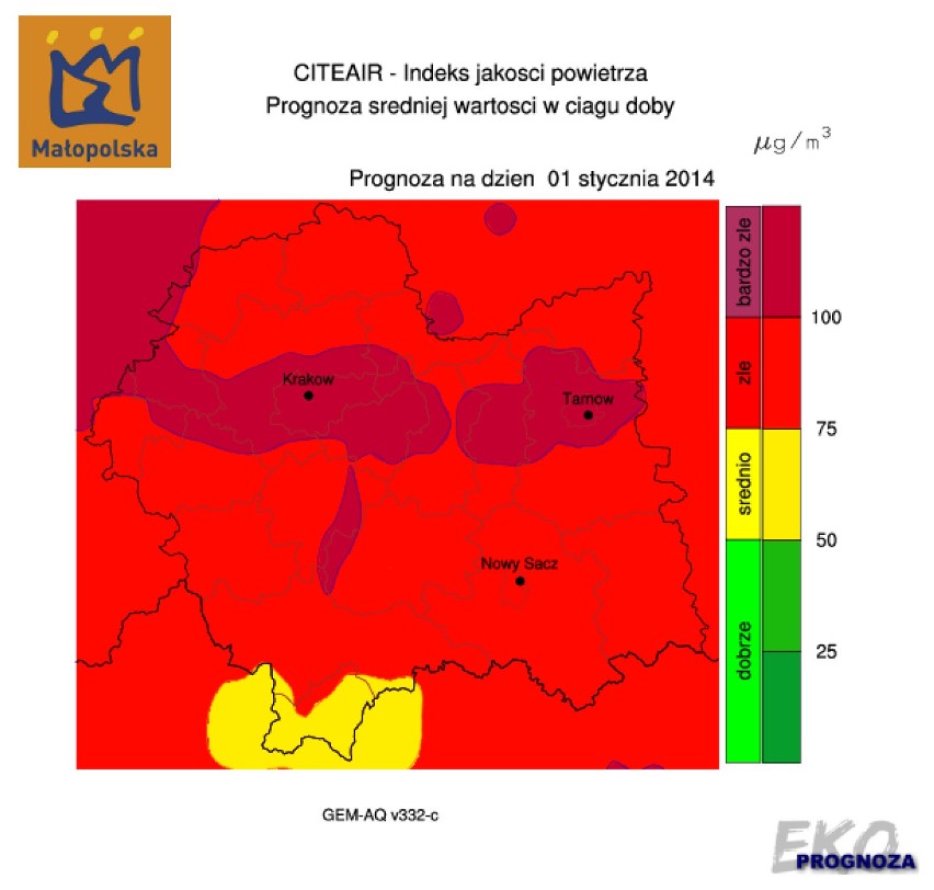 Ogólna jakość powietrza 1 stycznia 2014 r.