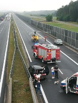 Wypadek na autostradzie A4 w Damienicach koło Bochni, trzy osoby zostały ranne, lądował śmigłowiec