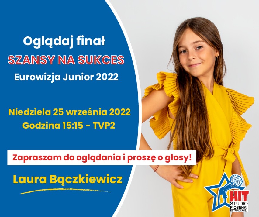 Wielki finał programu „Szansa na Sukces. Koninianka Laura Bączkiewicz  zawalczy o udział w Eurowizji Junior 2022 trzymajmy kciuki!