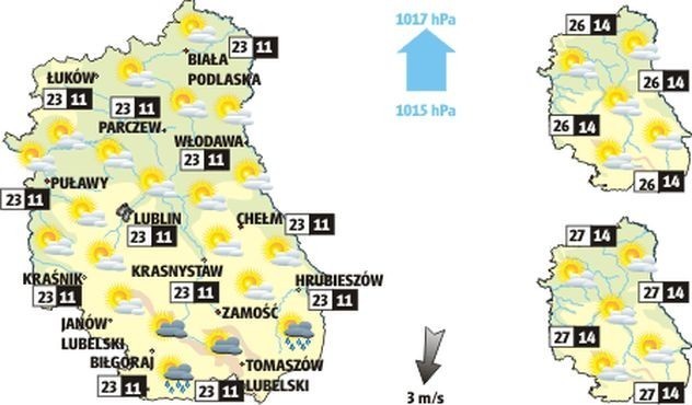 Lublin i region: Prognoza pogody na środę i dwa kolejne dni