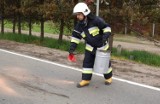 Strażackie akcje 20.02.217: plama oleju ciągnęła się przez 35 km - przez cały powiat kartuski