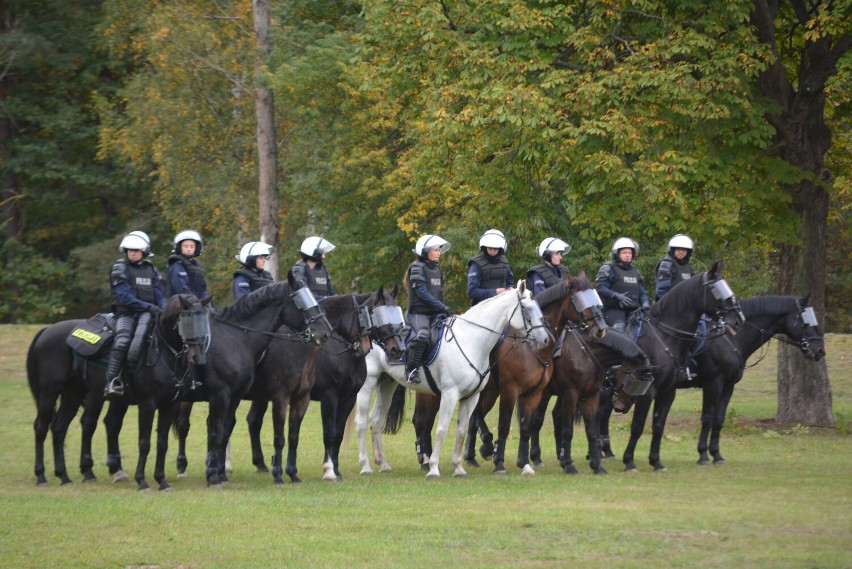 Policyjni jeźdźcy na koniach z całej Polski oraz policjanci...