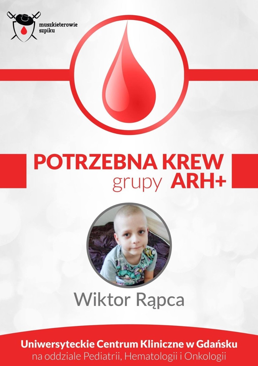 Wiktor Rąpca z gminy Puck potrzebuje krwi