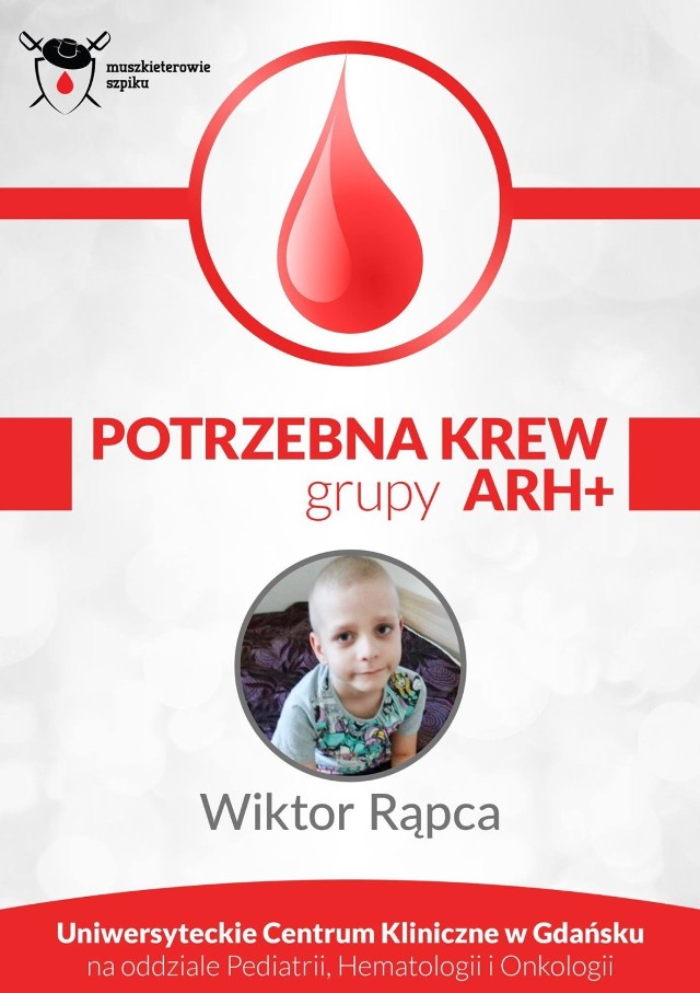 Wiktor Rąpca z gminy Puck potrzebuje krwi