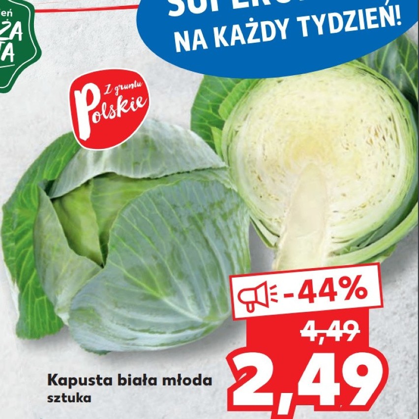 Kaufland

Kapusta biała młoda, 2,49 zł za sztukę 

Oferta...