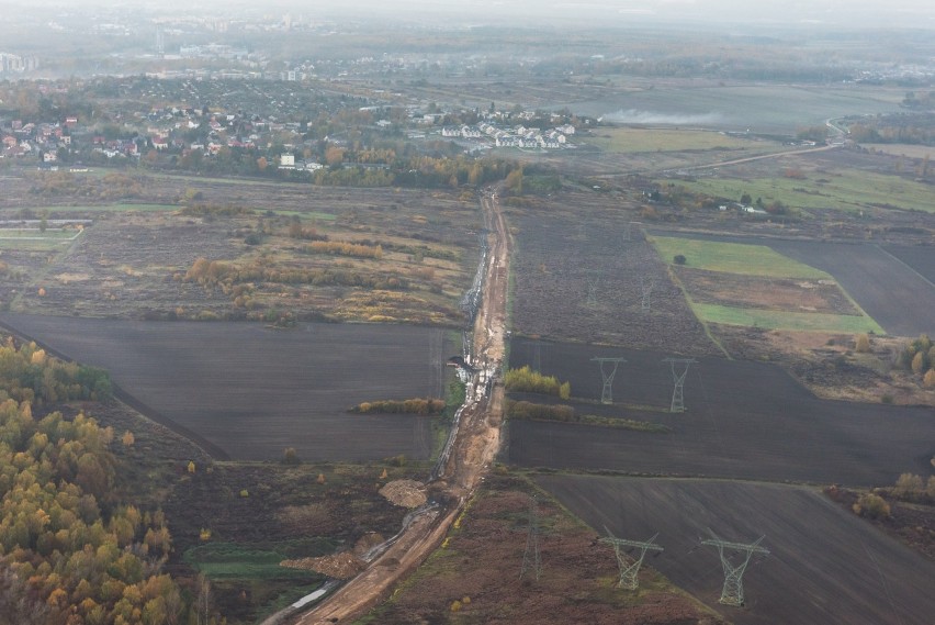 Obwodnica Północna Jaworzno: budowa widziana z paralotni [ZDJĘCIA]