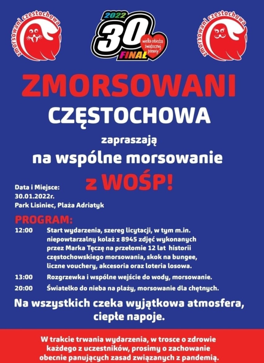 30. finał WOŚP w Częstochowie. Bieg Policz się z Cukrzycą, morsowanie i koncert Grubsona