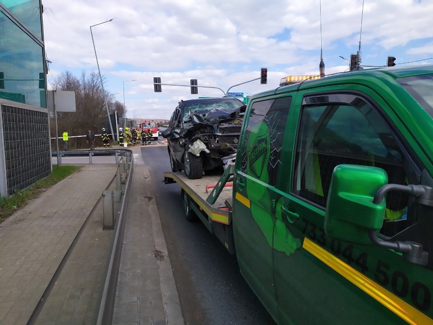 Poważnie wyglądający wypadek na DK 86 w kierunku Katowic