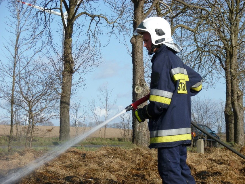 W okolicy miejscowości Laski strażacy walczyli z pożarem...