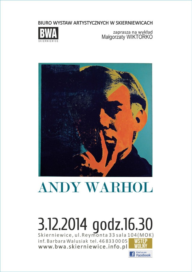 Andy Warhol w Skierniewicach będzie tematem kolejnego wykładu o sztuce. Wykład wygłosi Małgorzata Wiktorko w środę, 3 grudnia.