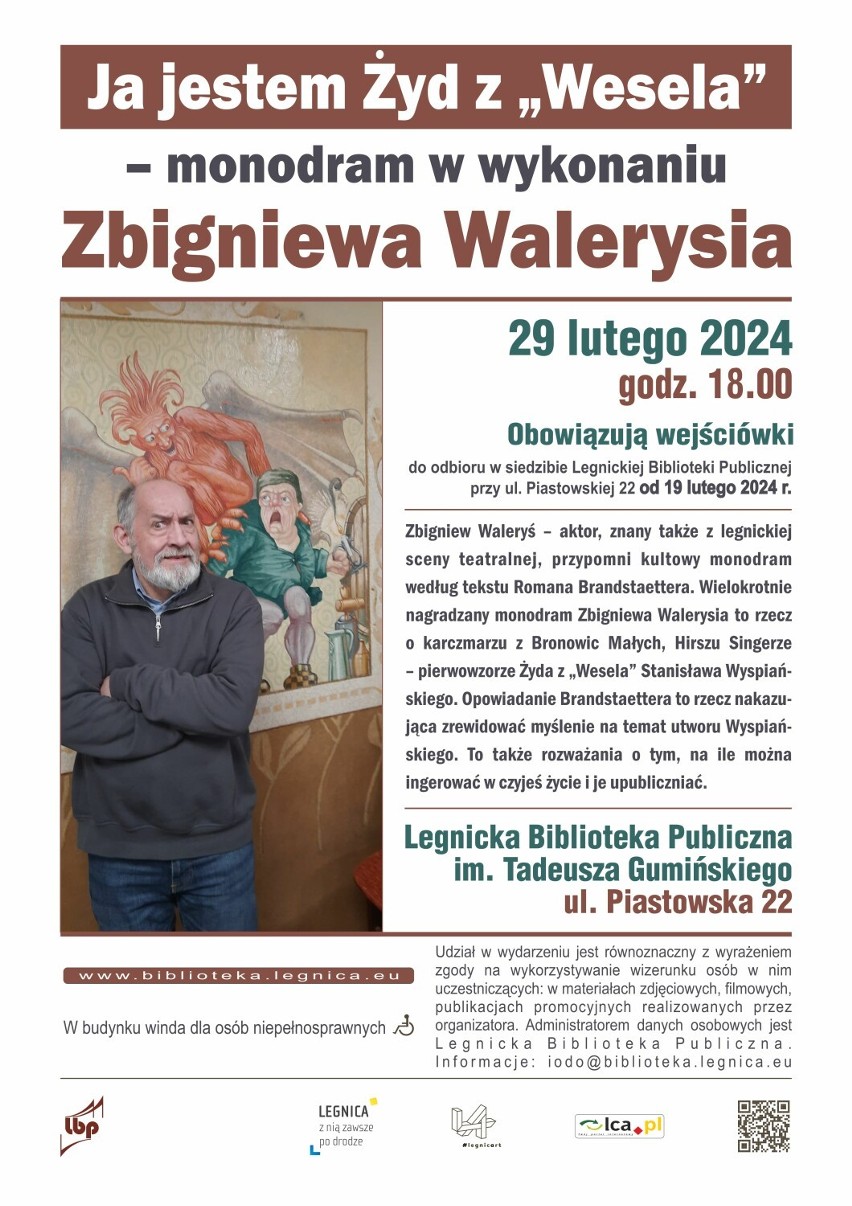 Popularny aktor Zbigniew Waleryś wystąpi w Legnickiej Bibliotece Publicznej