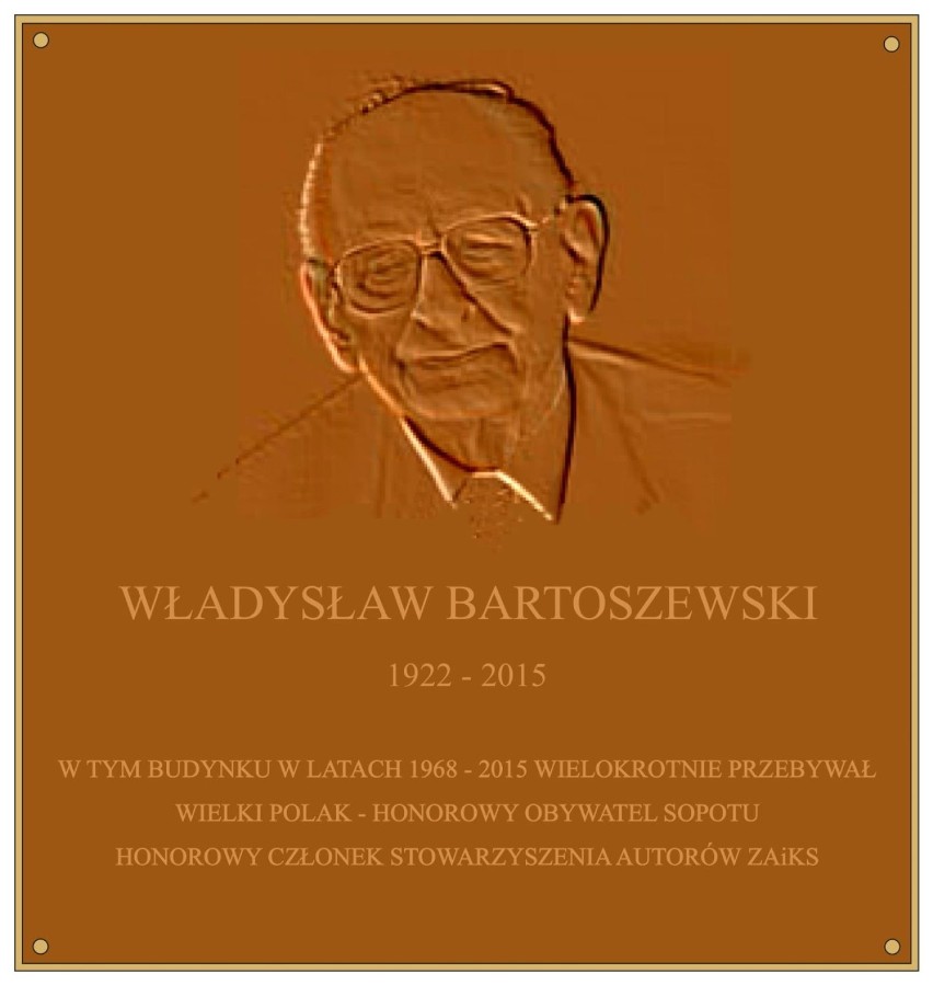 Tak będzie wyglądać tablica ku czci prof. Bartoszewskiego w Sopocie [WIZUALIZACJE]