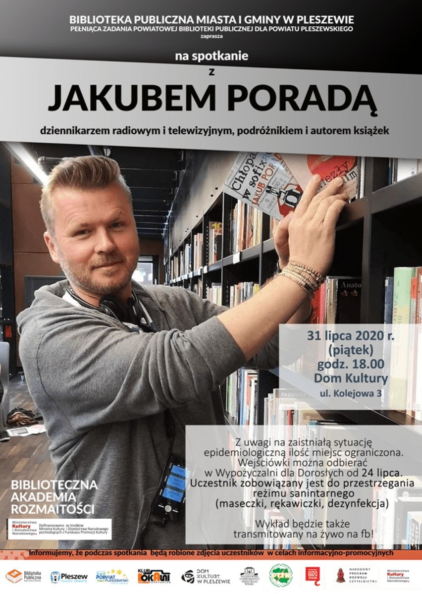 Pleszewska biblioteka zaprasza w piątek na spotkanie z Jakubem Poradą