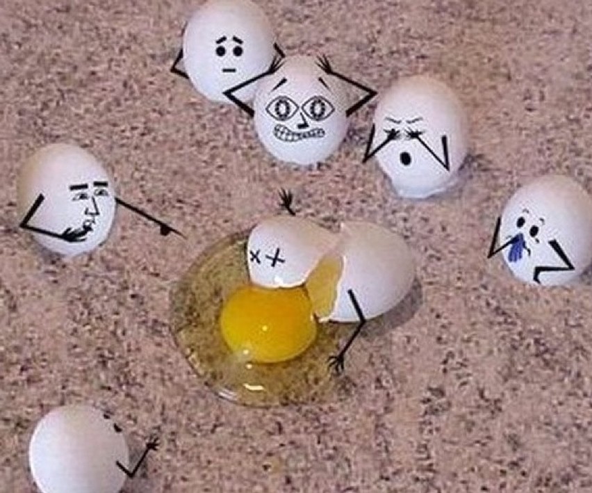 Zabawne obrazki z jajkami w rai głównej
