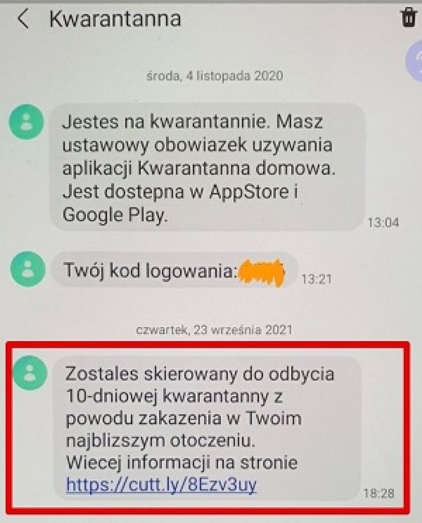 Uważajcie na fałszywe SMS-y o skierowaniu na kwarantannę. To oszustwo! 