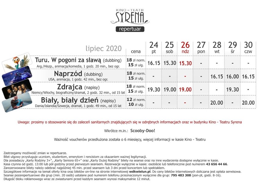 Repertuar kina Syrena w Wieluniu od 24 do 30 lipca ZWIASTUNY