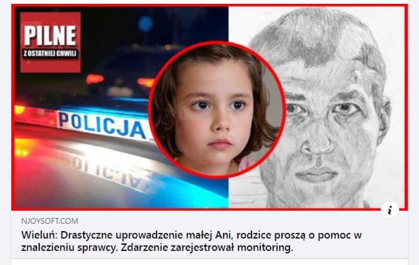 Kolejne fake newsy o porwaniu dziecka z Wielunia