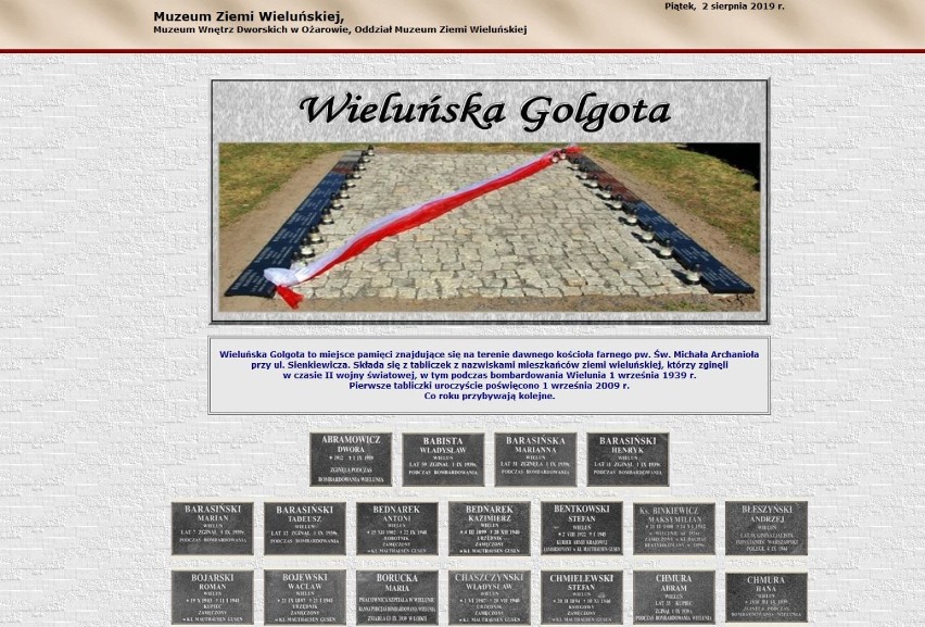 Wieluńska Golgota wirtualnie. Zobacz tabliczki upamiętniające ofiary II wojny światowej 