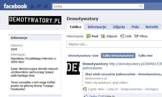 Likepage serwisu Demotywatory