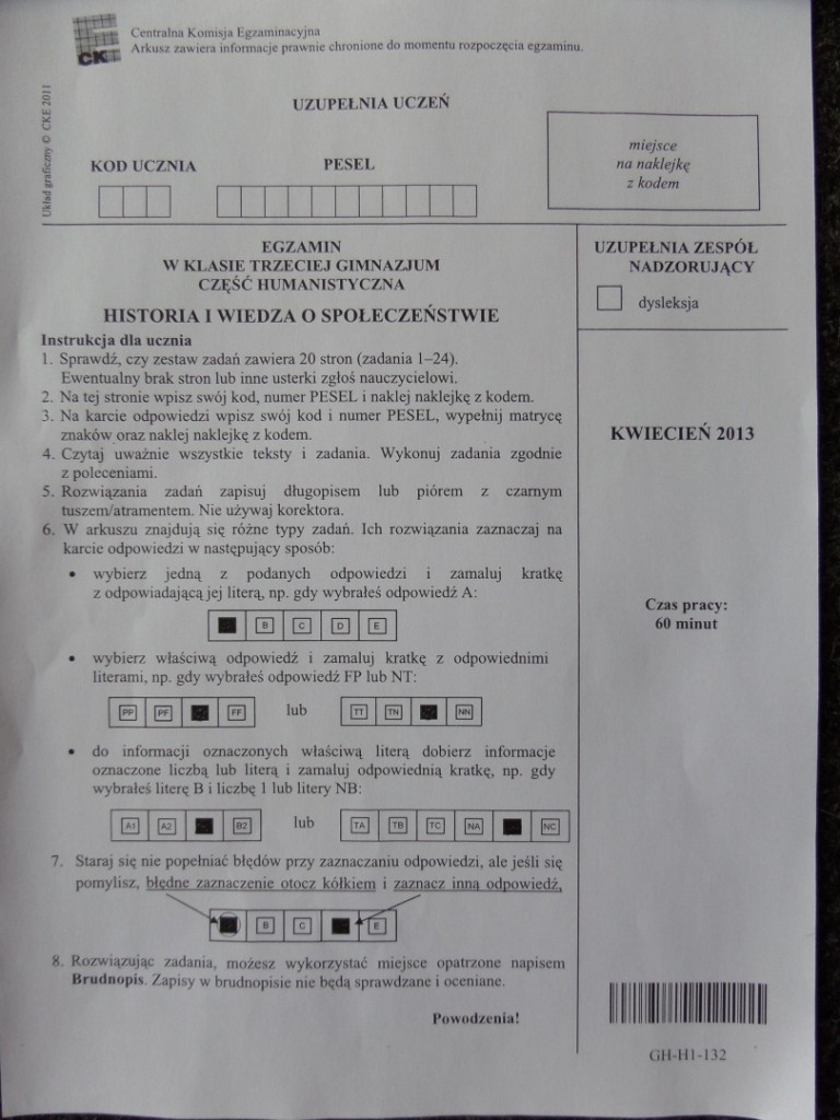 Egzamin gimnazjalny 2013: historia, WOS [ODPOWIEDZI DO TESTU!]