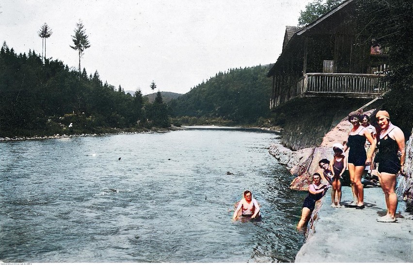 Plaża nad Popradem w Żegiestowie-Zdroju - 1919-1939 r.