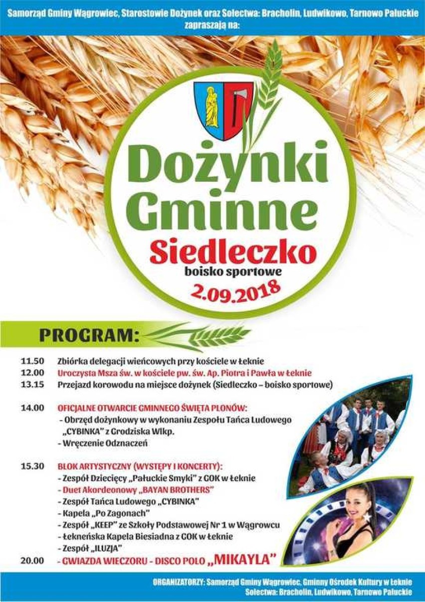 Dożynki. Rolnicy z gminy Wągrowiec będą świętować w tę niedzielę w Siedleczku 