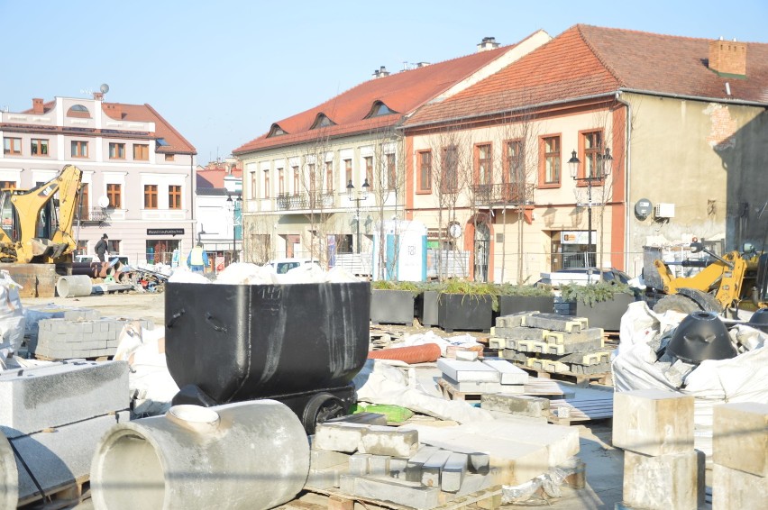 Rynek w Bochni w trakcie przebudowy