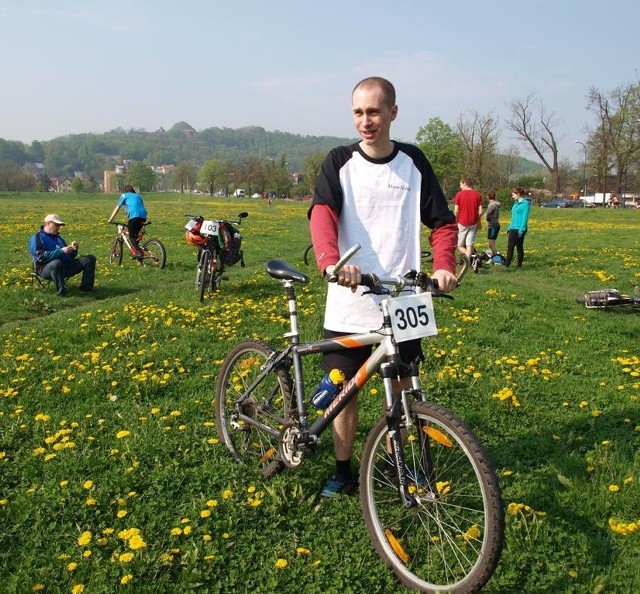 Jacek Silbert, syn prezydenta Jaworzna, na VIII Rekreacyjnym Rajdzie Rowerowym Kraków - Trzebinia