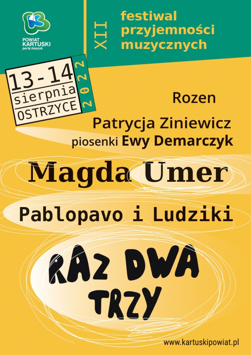 Przed nami XIII Festiwal Przyjemności Muzycznych w Ostrzycach. Wystąpią m.in. Magda Umer i Raz Dwa Trzy
