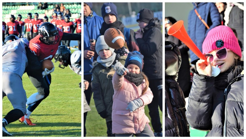 Finałowy mecz ligi futbolu amerykańskiego w Sieradzu. Rhinos Wyszków kontra Wilki Łódzkie. Ekipa Sieradz Warriors zachęca do treningów FOTO