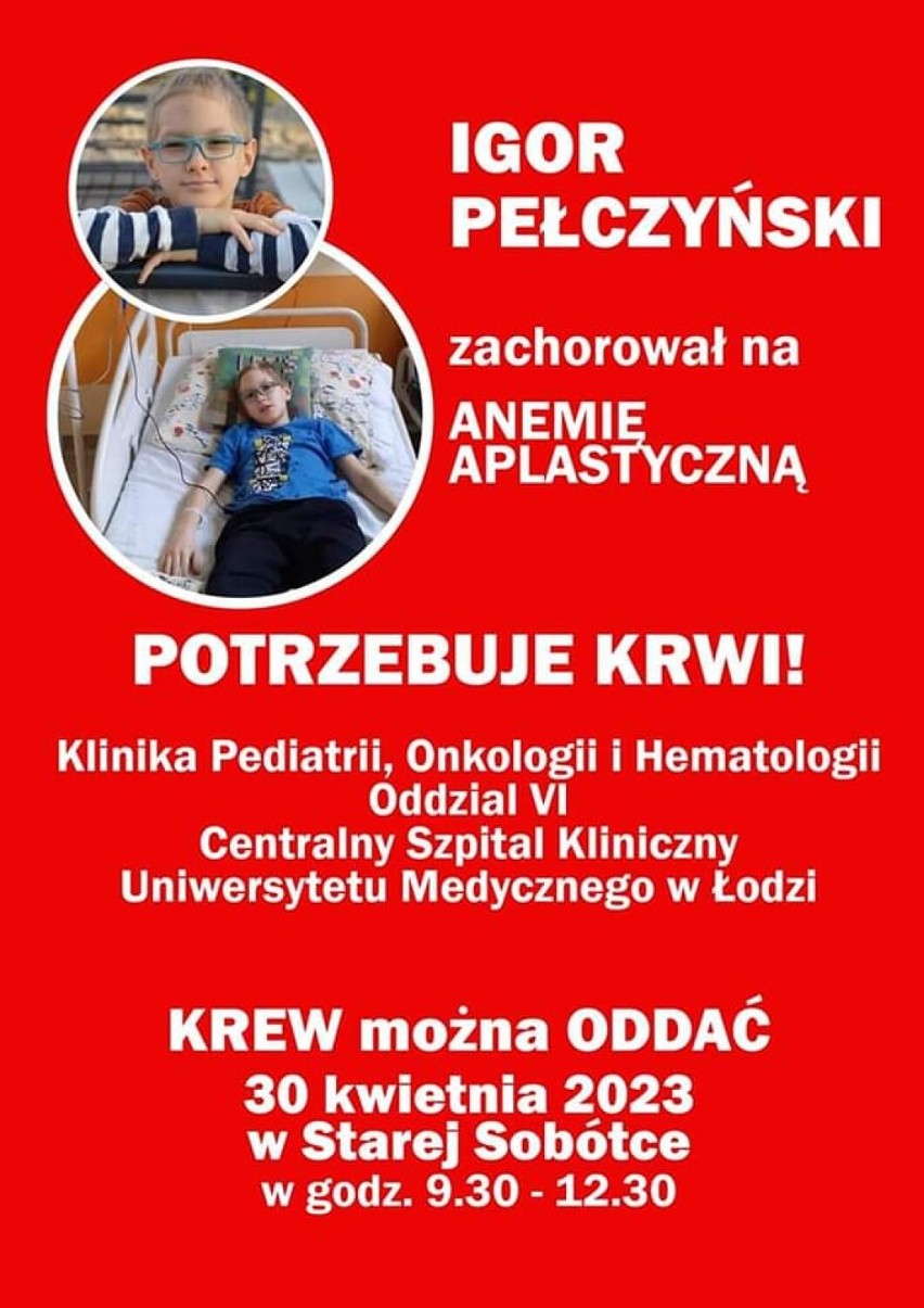 10-letni Igorek Pełczyński z Poddębic zmaga się z rzadką chorobą krwi. Potrzebna jest pomoc