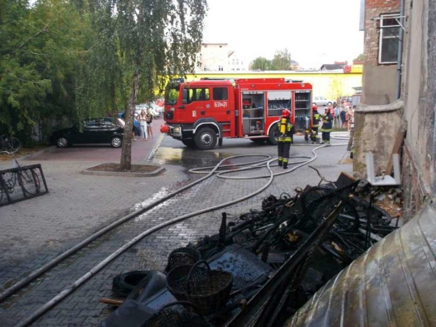 Pożar garaży w Wągrowcu