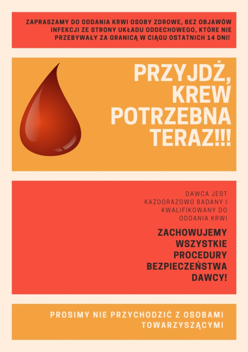 Regionalne Centrum Krwiodawstwa i Krwiolecznictwa w Kaliszu prosi o oddawanie krwi