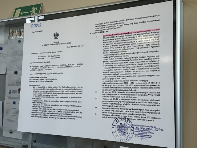 Treść wyroku została wywieszona w Urzędzie Miejskim w Sokółce