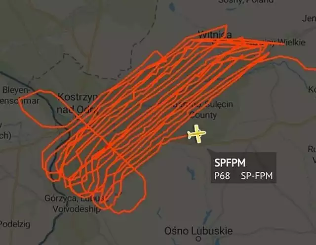 Samolot przez dwie godziny latał między Kostrzynem nad Odrą, a Witnicą. Za pomocą urządzeń laserowych badał teren Parku Narodowego "Ujście Warty".
