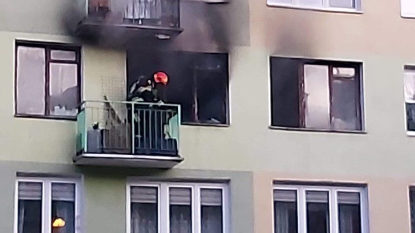 Pożar mieszkania na ulicy Chemików we Włocławku [zdjęcia]