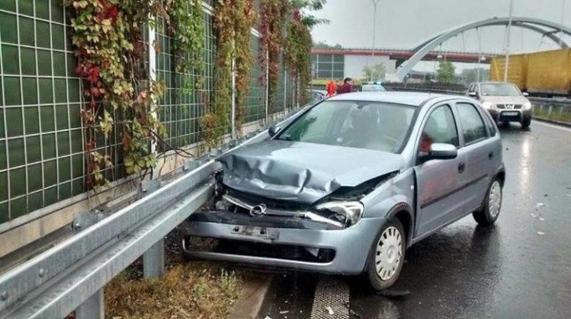 Wypadek na DTŚ w kierunku Chorzowa. Zderzyły się cztery samochody