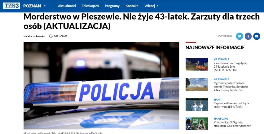 Pleszew. Morderstwo w Pleszewie. O morderstwie w Pleszewie głośno w całej Polsce! W ogólnopolskich mediach coraz więcej informacji