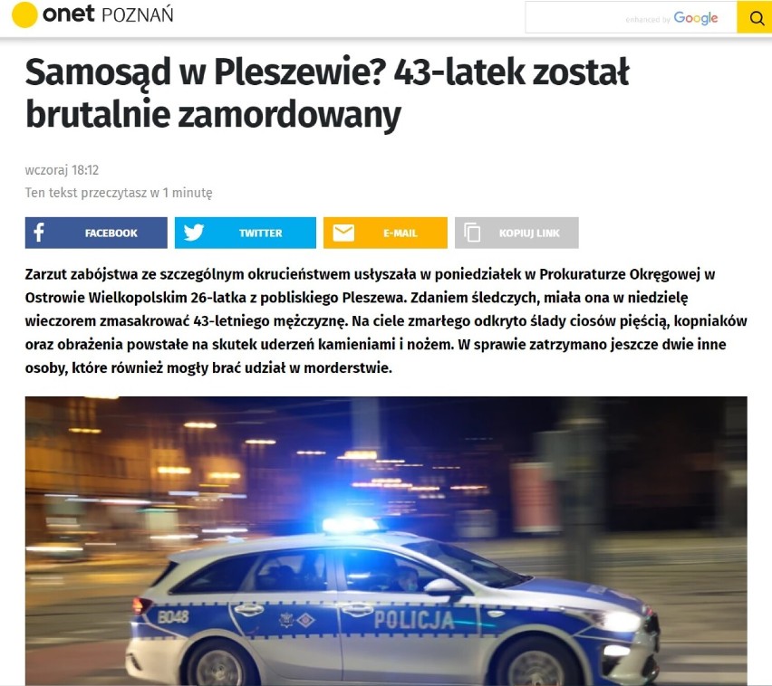 Pleszew. Morderstwo w Pleszewie. O morderstwie w Pleszewie głośno w całej Polsce! W ogólnopolskich mediach coraz więcej informacji