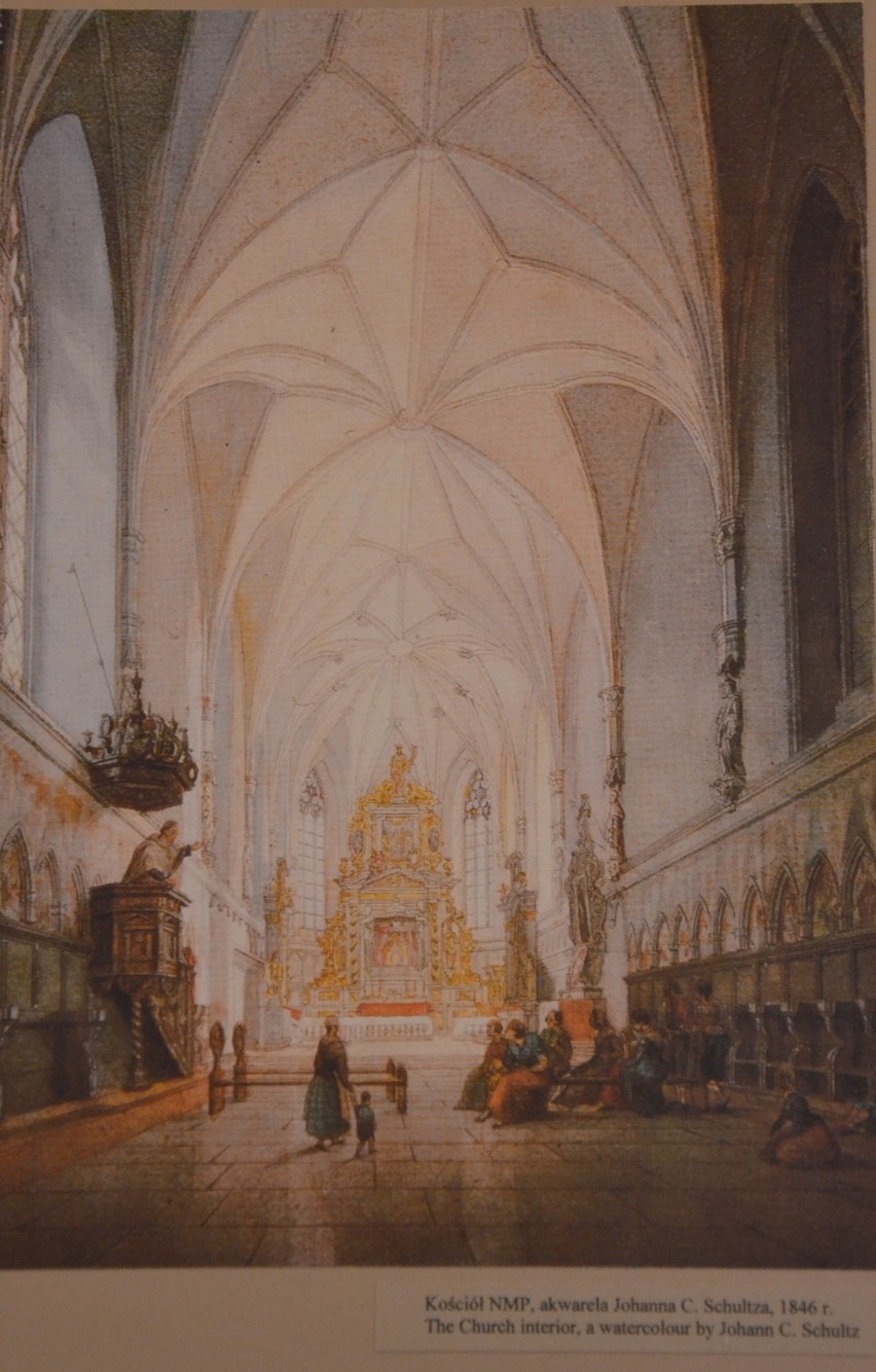 Kościół NMP - akwarela Johanna C. Schultza, 1846 r.