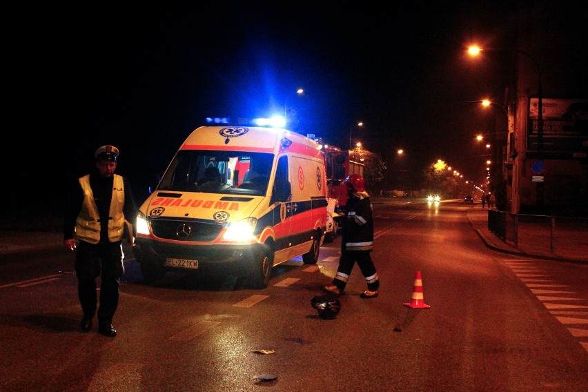 Wypadek na Pomorskiej w Łodzi. Bmw zderzył się ze skuterem [ZDJĘCIA]