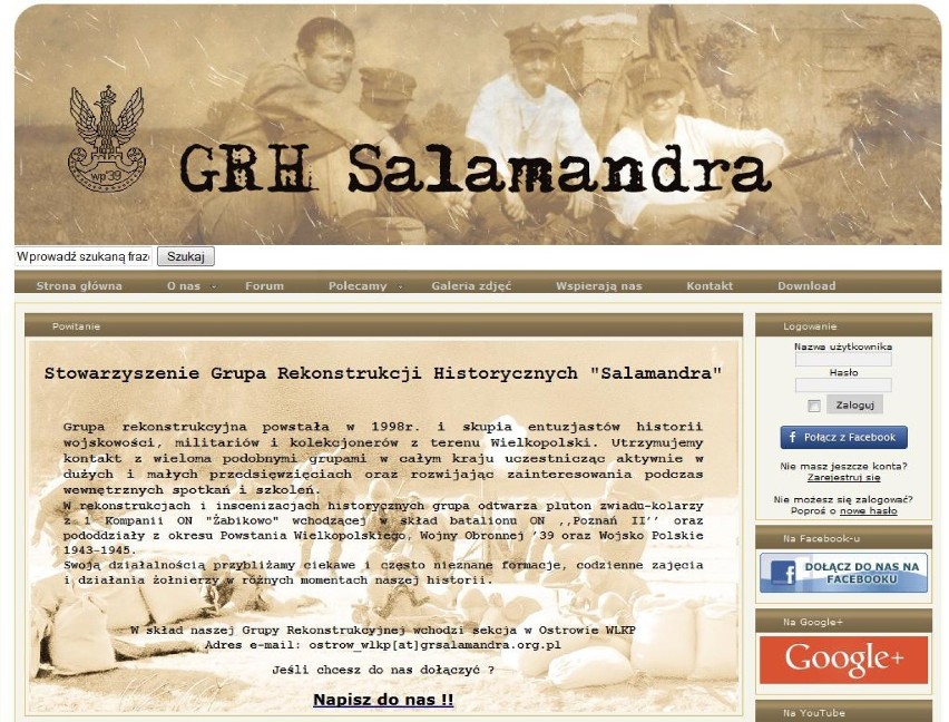 Kontakt z GRH "Salamandra" przez stronę internetową