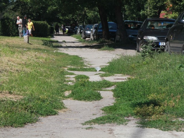 Mieszkańcy osiedla Czarnów uważają, że chodnik prowadzący od ulicy Mielczarskiego w kierunku Piekoszowskiej i Grochowej wymaga remontu.