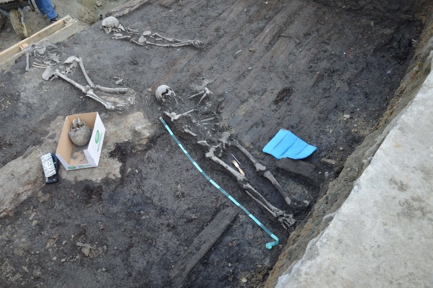 Trzy szkielety, znalezione metr pod poziomem płyty Rynku w...